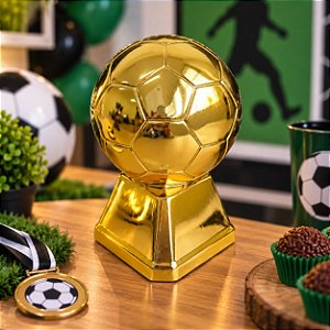 Troféu Bola Dourado De Plástico Decorativo Futebol