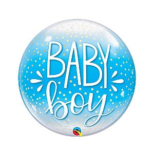 Balão Bubble Baby Boy 22" 56cm Festa Decoração Qualatex