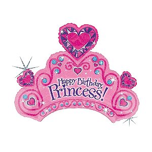 Balão Happy Birthday Princess! 34" 86cm Metalizado Decoração