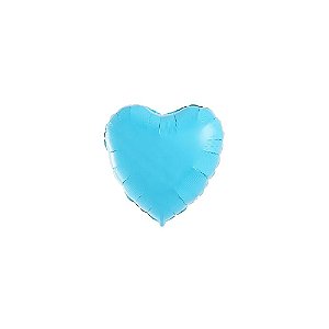 Balão Coração Azul Bebê 5" 12cm Metalizado Decoração