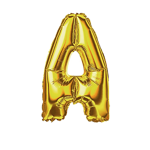 Letra A Maiúscula 16" 41cm Dourado Metalizado C/Vareta Não Flutua