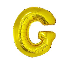 Letra G Maiúscula 16" 41cm Dourado Metalizado C/Vareta Não Flutua