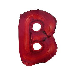 Letra B 16" 41cm Vermelha Metalizado C/Vareta Não Flutua
