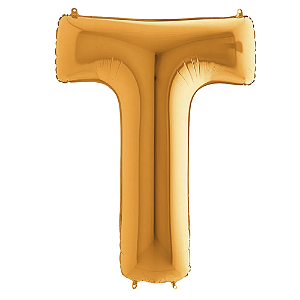 Letra T Maiúscula 26" 66CM Dourado Metalizado Decorativo