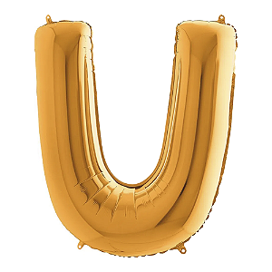 Letra U Maiúscula 26" 66CM Dourado Metalizado Decorativo