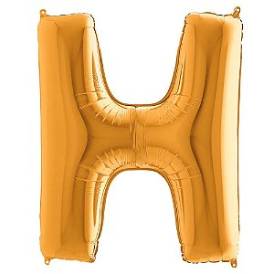 Letra H Maiúscula 26" 66CM Dourado Metalizado Decorativo