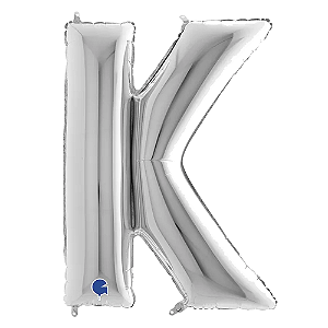 Letra K Maiúscula 26" 66CM Prata Metalizado Decorativo