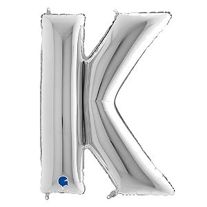 Letra K Maiúscula 26" 66CM Prata Metalizado Decorativo