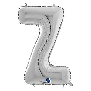 Letra Z Maiúscula 26" 66CM Prata Metalizado Decorativo
