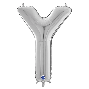 Letra Y Maiúscula 26" 66CM Prata Metalizado Decorativo