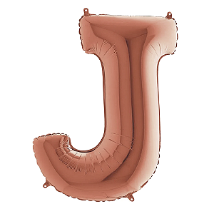 Letra J Maiúscula 26" 66CM Rose Gold Metalizado Decorativo