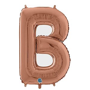 Letra B Maiúscula 26" 66CM Rose Gold Metalizado Decorativo