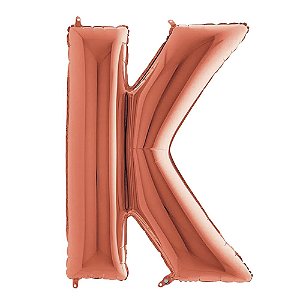 Letra K Maiúscula 26" 66CM Rose Gold Metalizado Decorativo