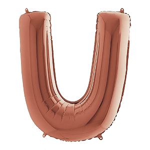 Letra U Maiúscula 26" 66CM Rose Gold Metalizado Decorativo