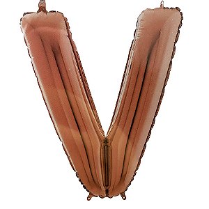 Letra V Maiúscula 26" 66CM Rose Gold Metalizado Decorativo