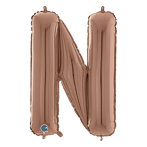 Letra N Maiúscula 26" 66CM Rose Gold Metalizado Decorativo