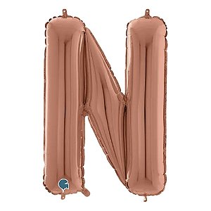 Letra N Maiúscula 26" 66CM Rose Gold Metalizado Decorativo