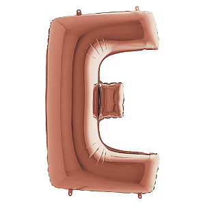 Letra E Maiúscula 26" 66CM Rose Gold Metalizado Decorativo