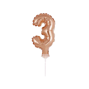Número 3 Topper De Bolo Balão 5" Rose Gold Metalizado 12CM