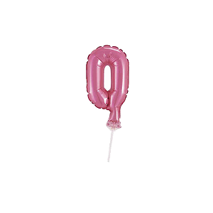 Número 0 Topper De Bolo Balão 5" Pink Metalizado 12CM