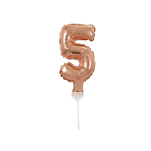 Número 5 Topper De Bolo Balão 5" Rose Gold Metalizado 12CM