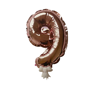 Balão 7" Número 9 Rose Gold Metalizado C/Vareta Decoração