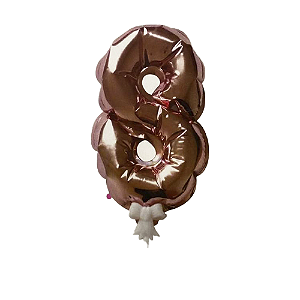 Balão 7" Número 8 Rose Gold Metalizado C/Vareta Decoração