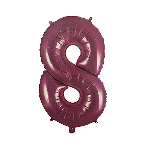 Número 8 Balão Metalizado Pink 16" 40Cm Decoração É Festa