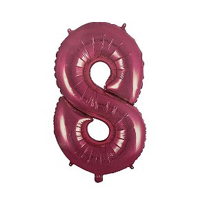 Número 8 Balão Metalizado Pink 16" 40Cm Decoração É Festa