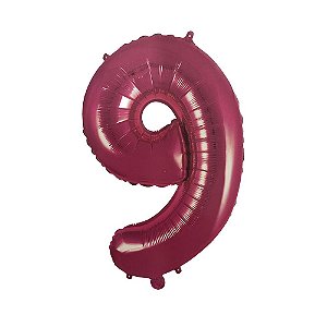 Número 9 Balão Metalizado Pink 16" 40Cm Decoração É Festa