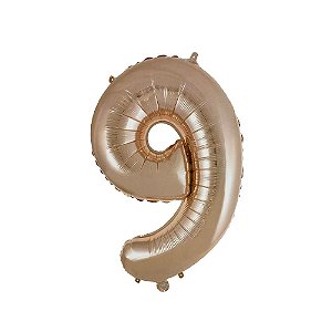 Número 9 Balão Metalizado Rose Gold 16" 40Cm Decoração É Festa