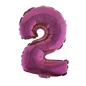 Número 2 Metalizado 16" 41cm Pink Balão C/Vareta Não Flutua