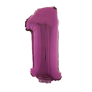Número 1 Metalizado 16" 41cm Pink Balão C/Vareta Não Flutua