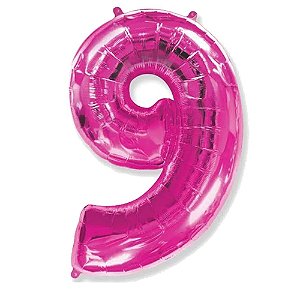 Número 9 Pink 26" 66CM Balão Metalizado Decorar Grab