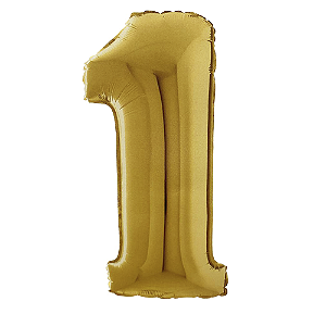 Número 1 Dourado 26" 66CM Balão Metalizado Decorar Grab