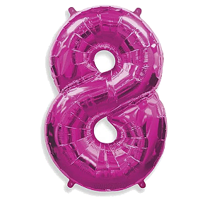 Número 8 Pink 26" 66CM Balão Metalizado Decorar Grab