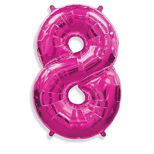 Número 8 Pink 26" 66CM Balão Metalizado Decorar Grab