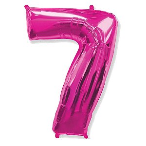 Número 7 Pink 26" 66CM Balão Metalizado Decorar Grab