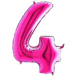 Número 4 Pink 26" 66CM Balão Metalizado Decorar Grab