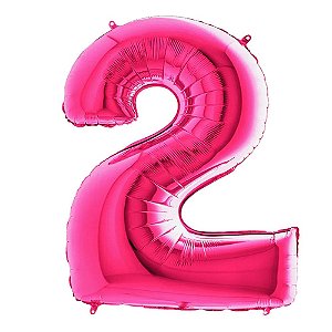 Número 2 Pink  26" 66CM Balão Metalizado Decorar Grab