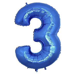Número 3 Azul 26" 66CM Balão Metalizado Decorar Grab