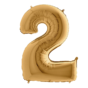 Número 2 Dourado 26" 66CM Balão Metalizado Decorar Grabo
