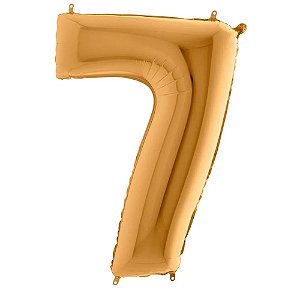 Número 7 Dourado 26" 66CM Balão Metalizado Decorar Grab