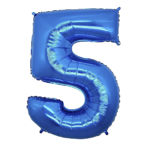 Número 5 Azul 26" 66CM Balão Metalizado Decorar Grab