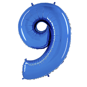 Número 9 Azul 26" 66CM Balão Metalizado Decorar Grab