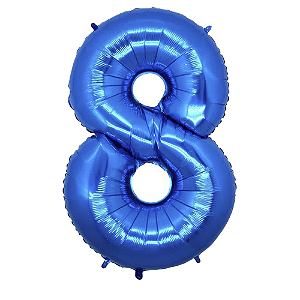 Número 8 Azul 26" 66CM Balão Metalizado Decorar Grab