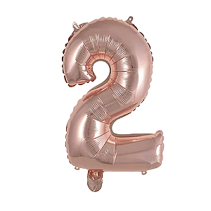 Número 2 Rosê 75CM Balão Metalizado Decoração Festa