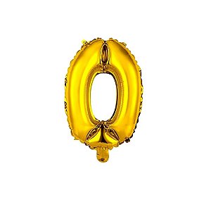 Número 0 Dourado 45CM Balão Metalizado Decoração Festa