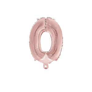 Número 0 Rose 45CM Balão Pequeno Metalizado Decoração Festa