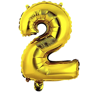 Número 2 Dourado 1M Balão Grande Metalizado Decoração Festa